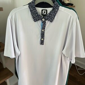FootJoy White Polo with Black Patterned Collar